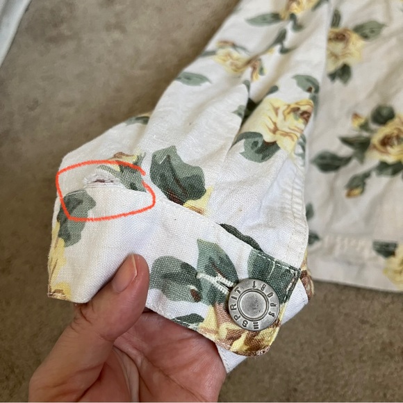 Vintage ESPRIT Sport 80s 90s Floral Rose Print Linen Cotton Blend Jacket size M - Picture 10 of 11